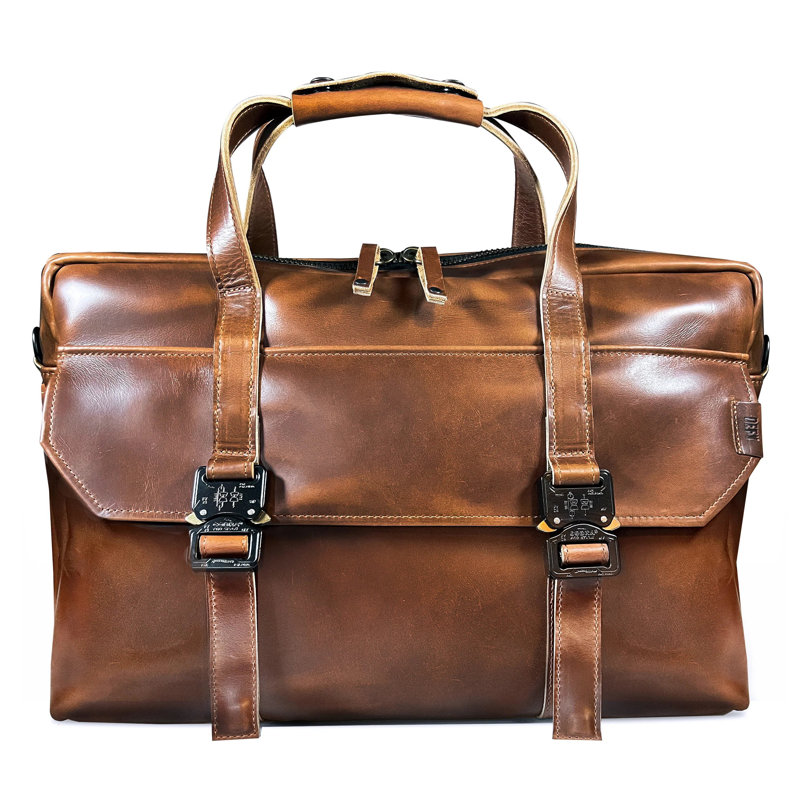 Defender Briefcase / Horween Whiskey Cavalier Leather Strap Limited Edition / TexWax™ Autumn Plaid Lining Bundle / Ships in 6-10 Weeks
