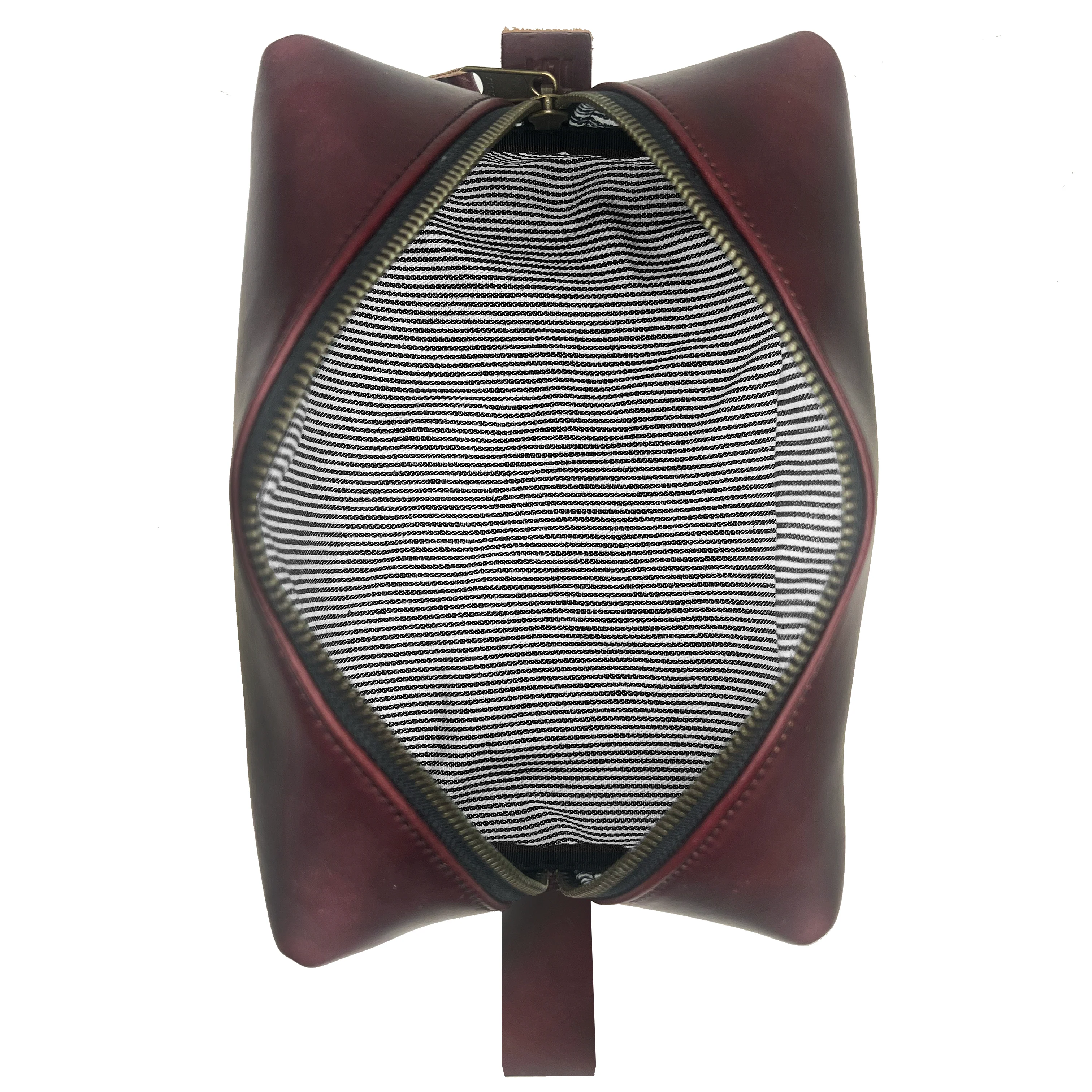 Dopp Kit / Horween Oxblood Chromexel® Leather x Japanese Train Conductor Denim - Image 2