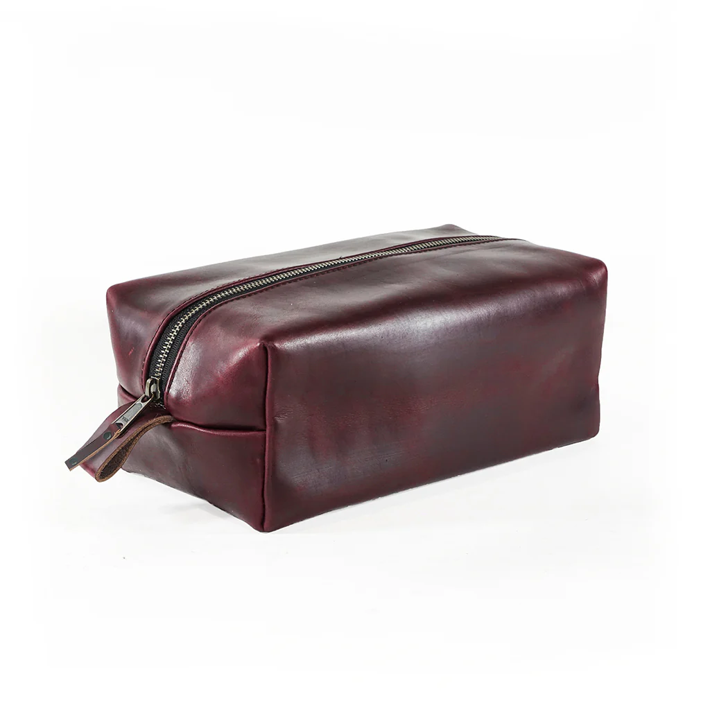 Dopp Kit / Horween Oxblood Chromexel® Leather x Japanese Train Conductor Denim - Image 6