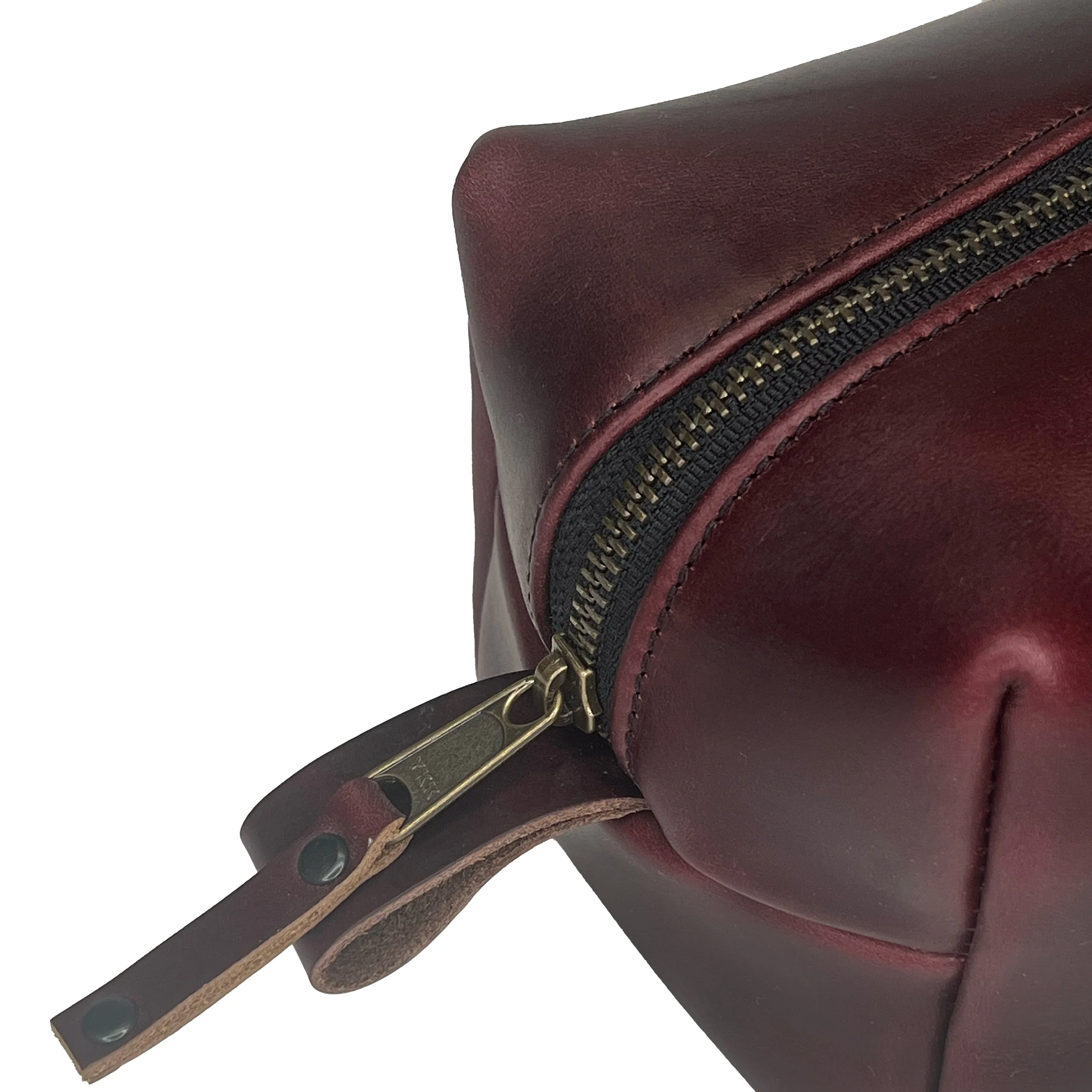 Dopp Kit / Horween Oxblood Chromexel® Leather x Japanese Train Conductor Denim - Image 8